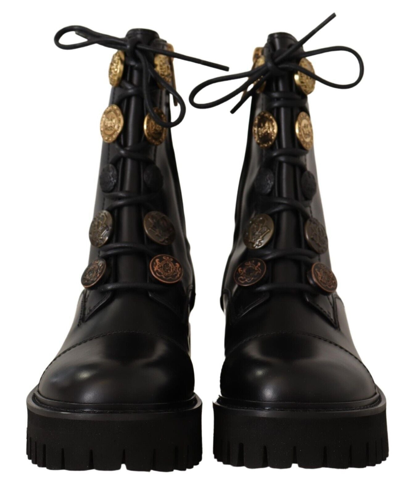 Dolce & Gabbana Authentic Leather Biker Boots in Chic Black