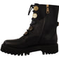 Dolce & Gabbana Authentic Leather Biker Boots in Chic Black