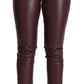 Patrizia Pepe High Waist Leather Skinny Pants in Chic Brown