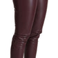 Patrizia Pepe High Waist Leather Skinny Pants in Chic Brown