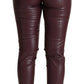 Patrizia Pepe High Waist Leather Skinny Pants in Chic Brown