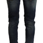 Acht Chic Dark Blue Slim Fit Denim for Style Aficionados