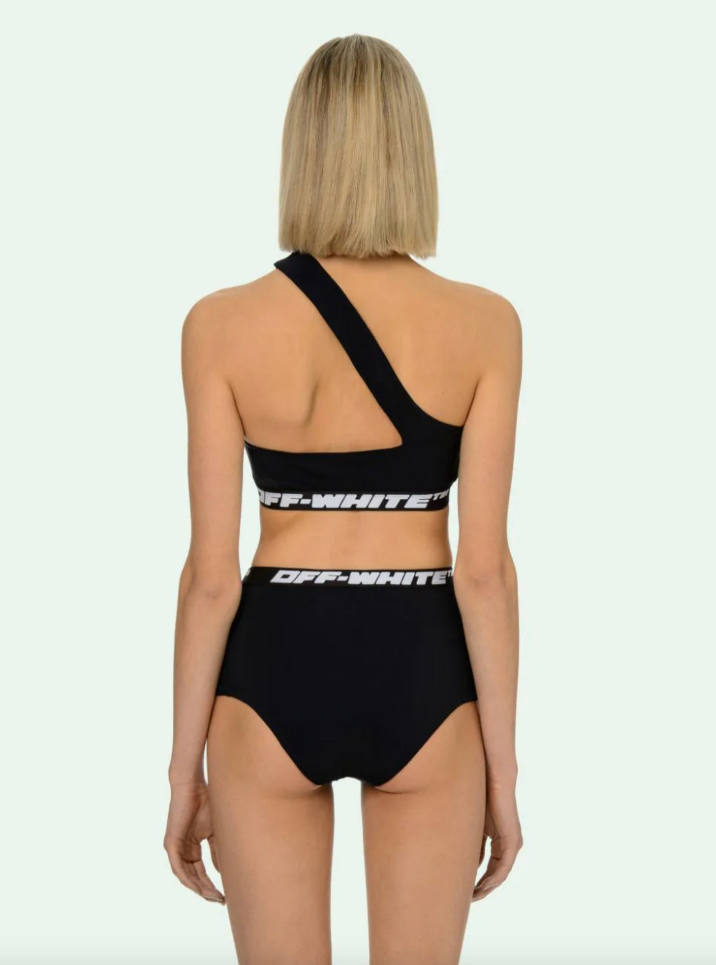 Off-White Black Polyester Women Bikini