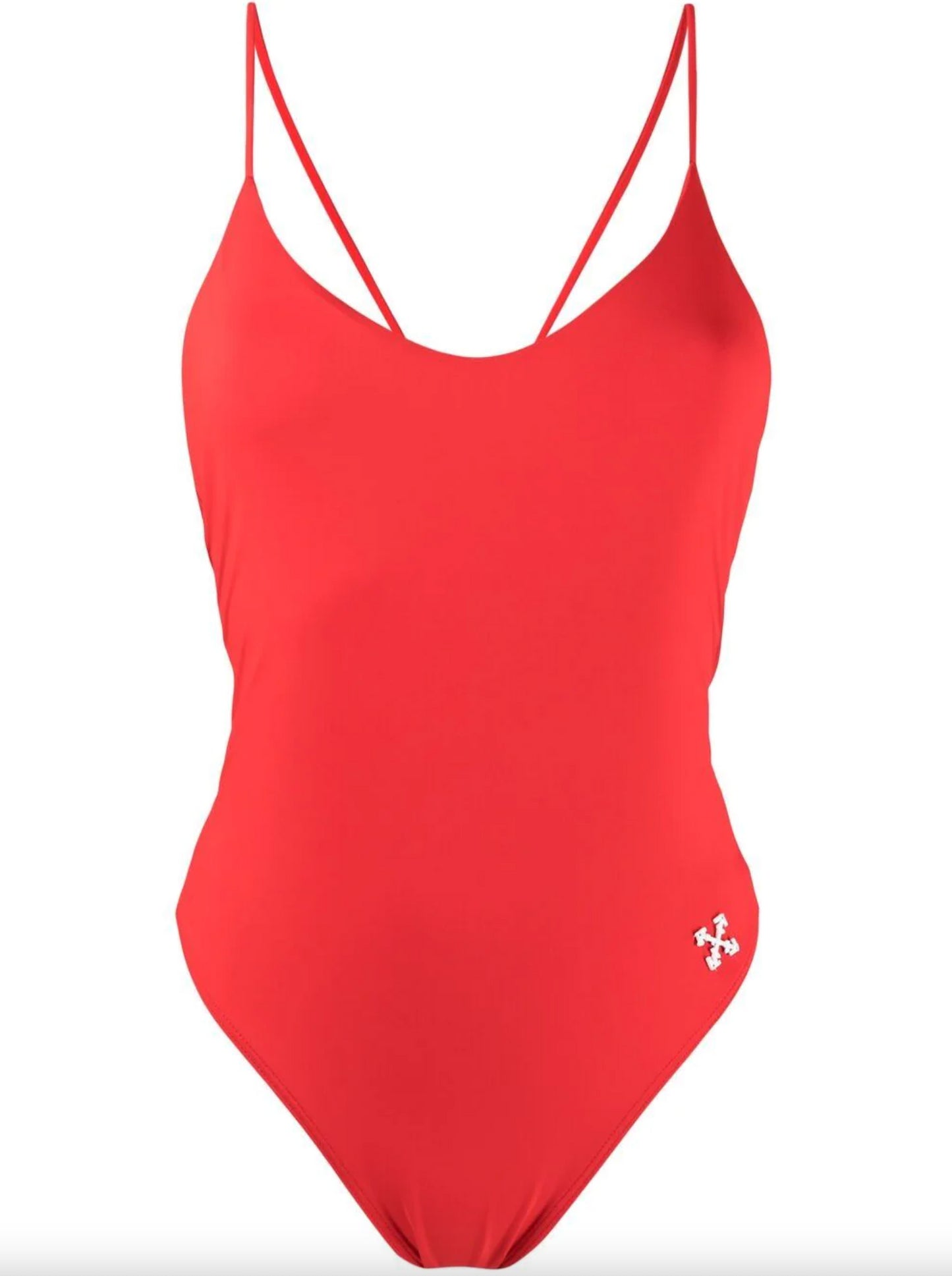 Off-White Red Polyester Women Swimsuit