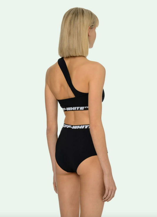 Off-White Black Polyester Women Bikini