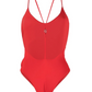 Off-White Red Polyester Women Swimsuit