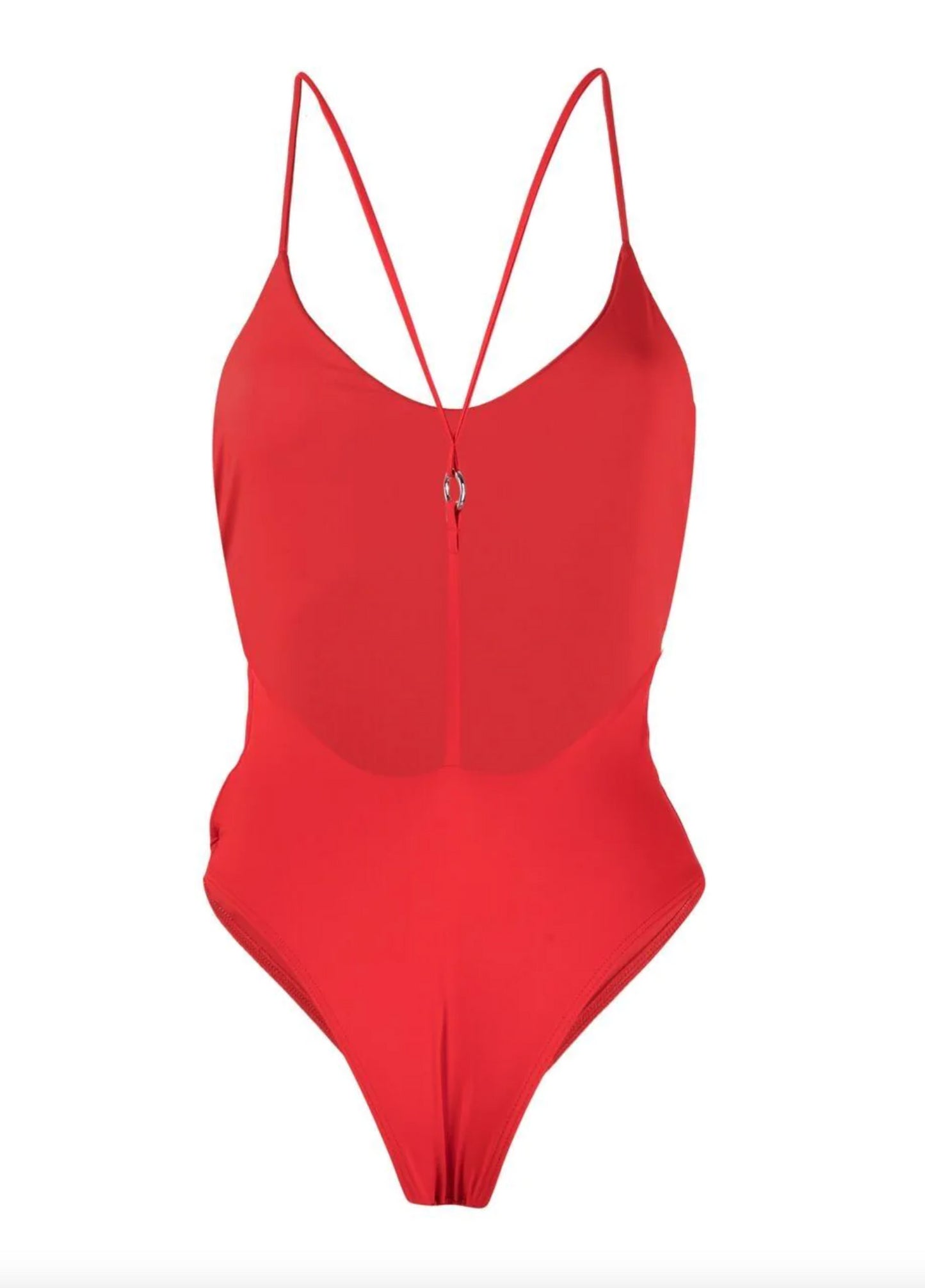 Off-White Red Polyester Women Swimsuit