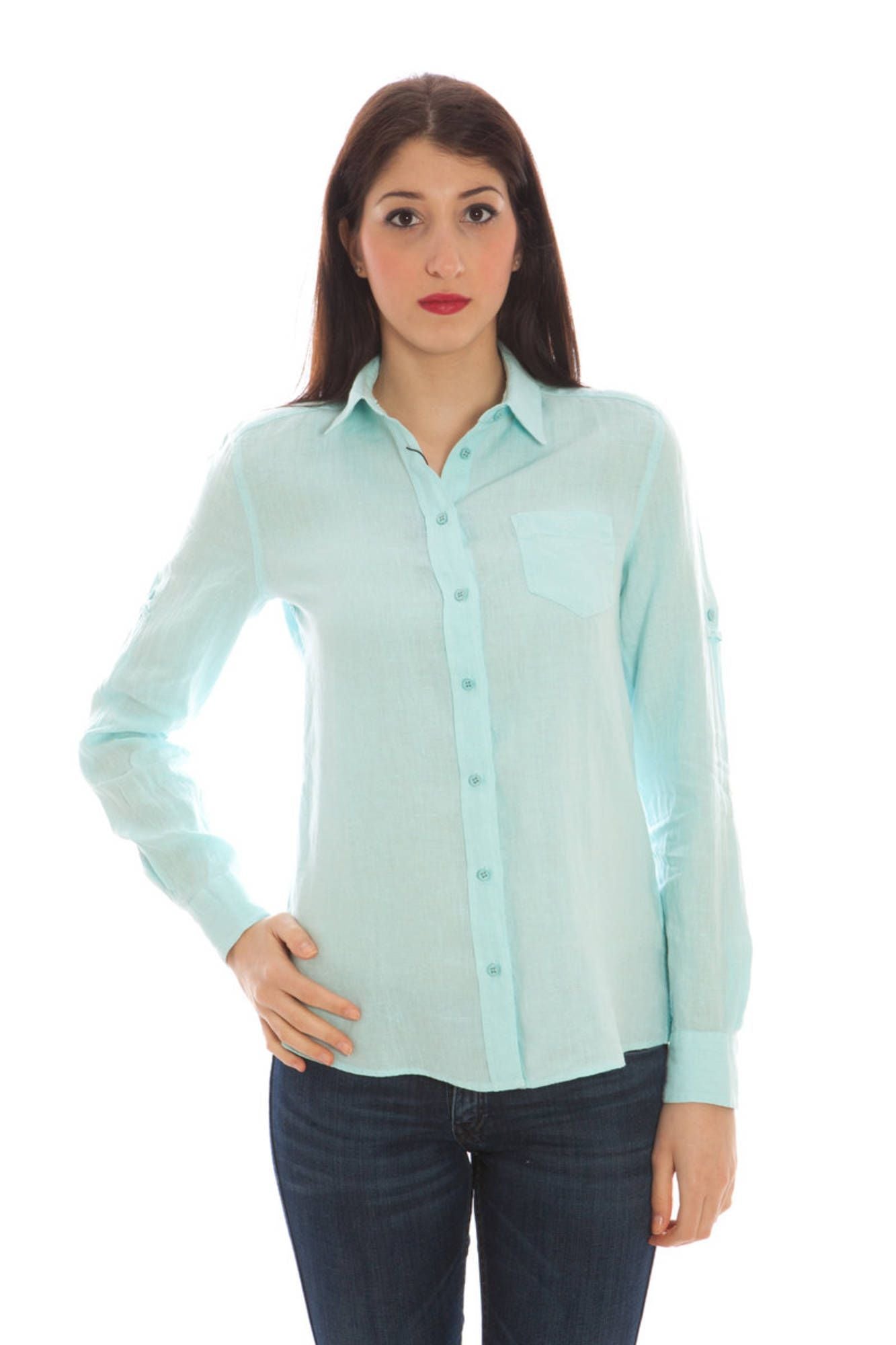 Gant Light Blue Linen Women Shirt