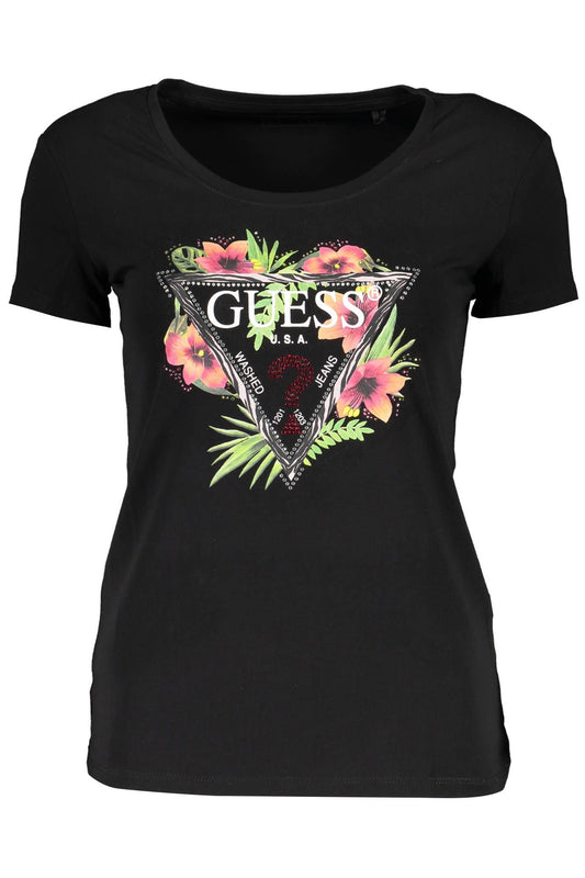 Guess Jeans Black Cotton Women T-Shirt