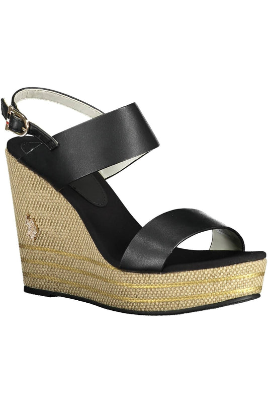 U.S. POLO ASSN. Black Polyester Women Sandal