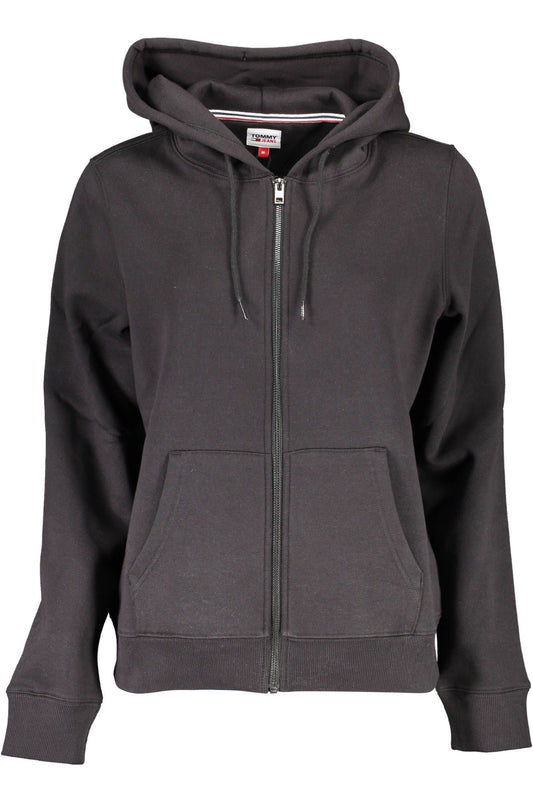 Tommy Hilfiger Black Cotton Women Sweater Hoodie