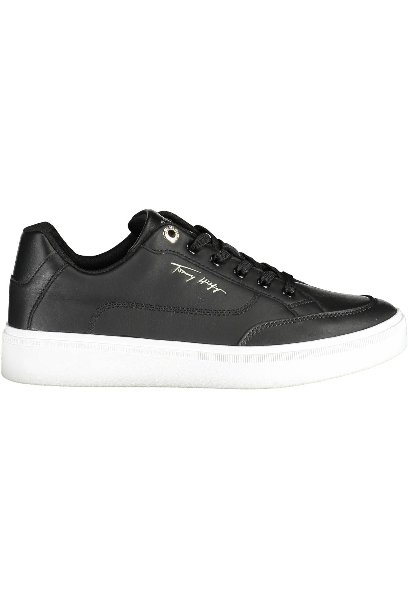 Tommy Hilfiger Black Leather Women Sneaker