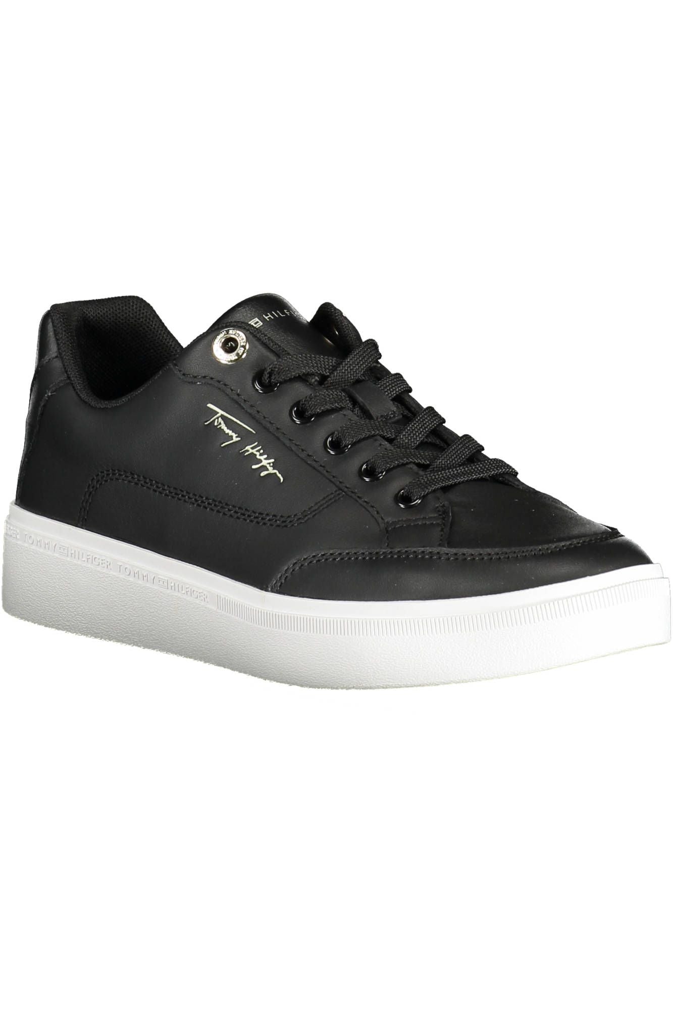 Tommy Hilfiger Black Leather Women Sneaker