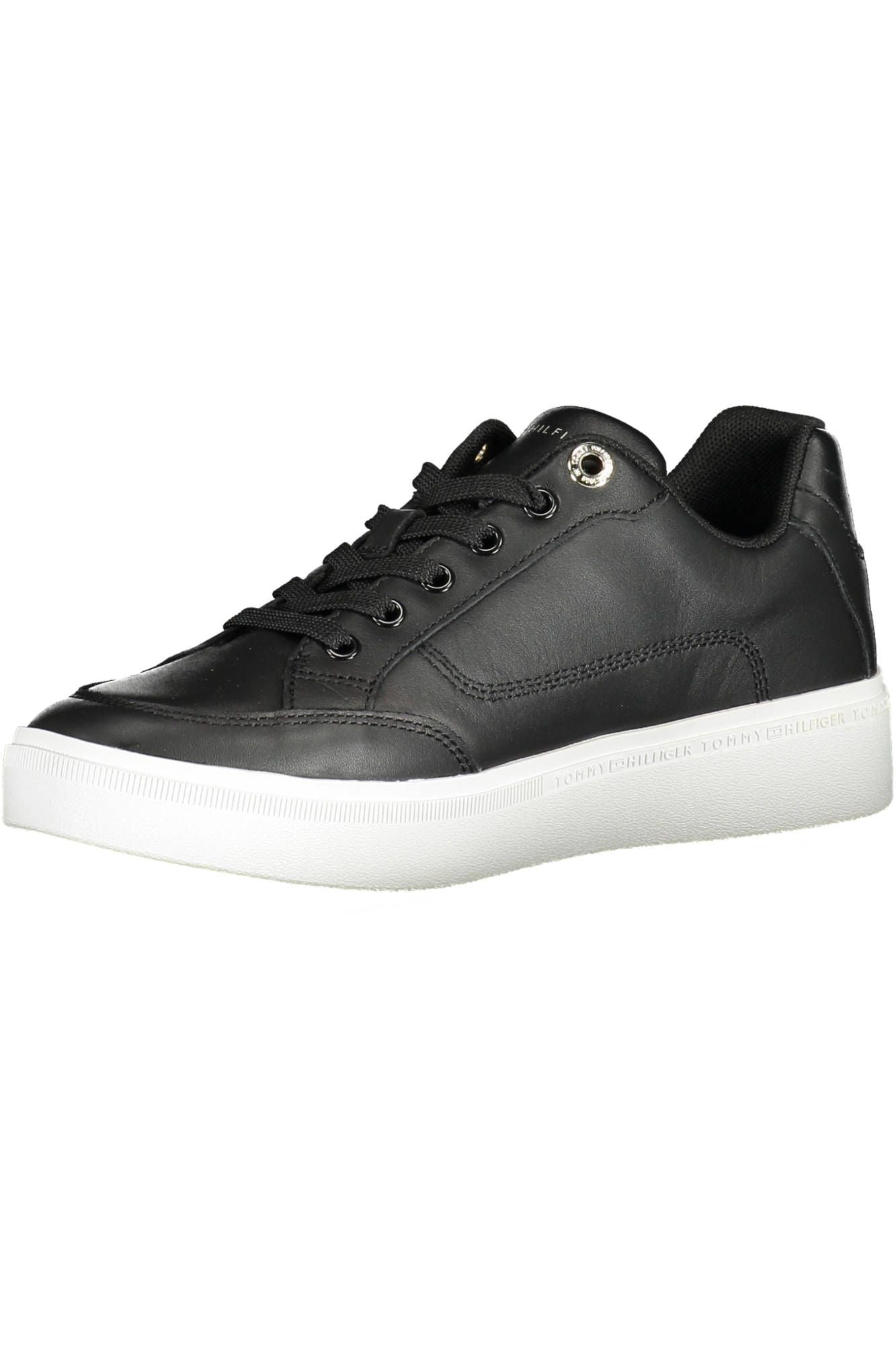 Tommy Hilfiger Black Leather Women Sneaker