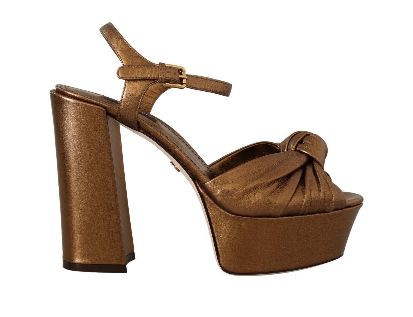 Dolce & Gabbana Elegant Bronze Ankle Strap Heel Sandals