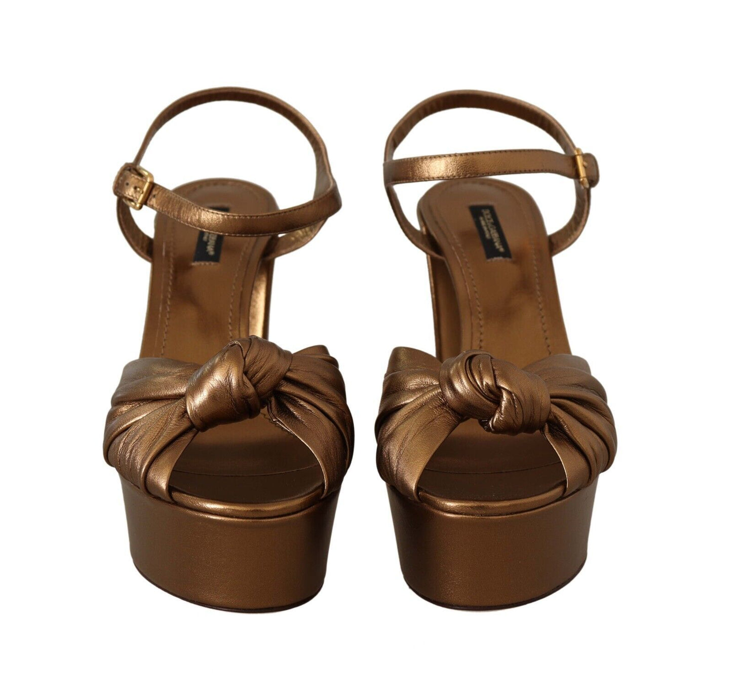 Dolce & Gabbana Elegant Bronze Ankle Strap Heel Sandals