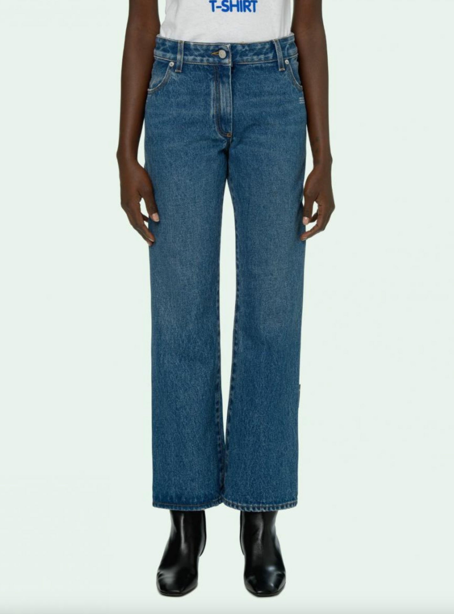 Off-White Blue Cotton Women's Jeans