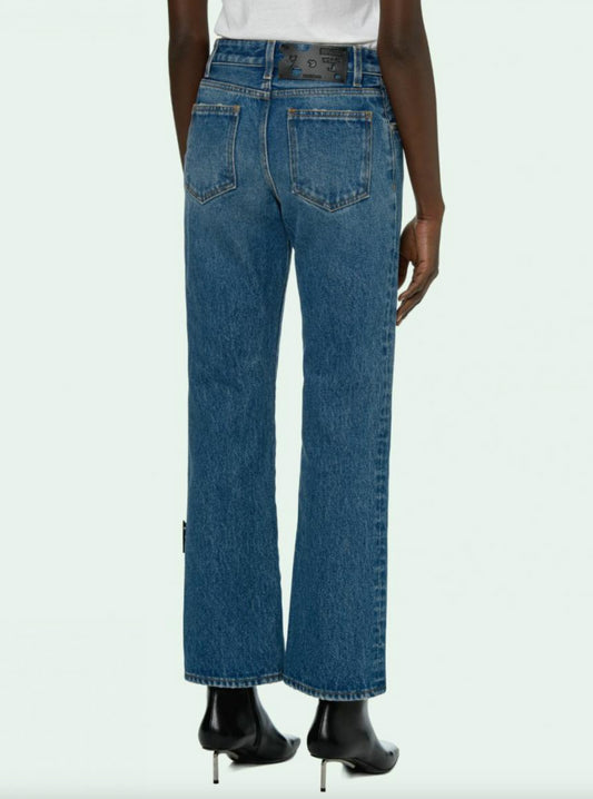 Off-White Blue Cotton Women's Jeans