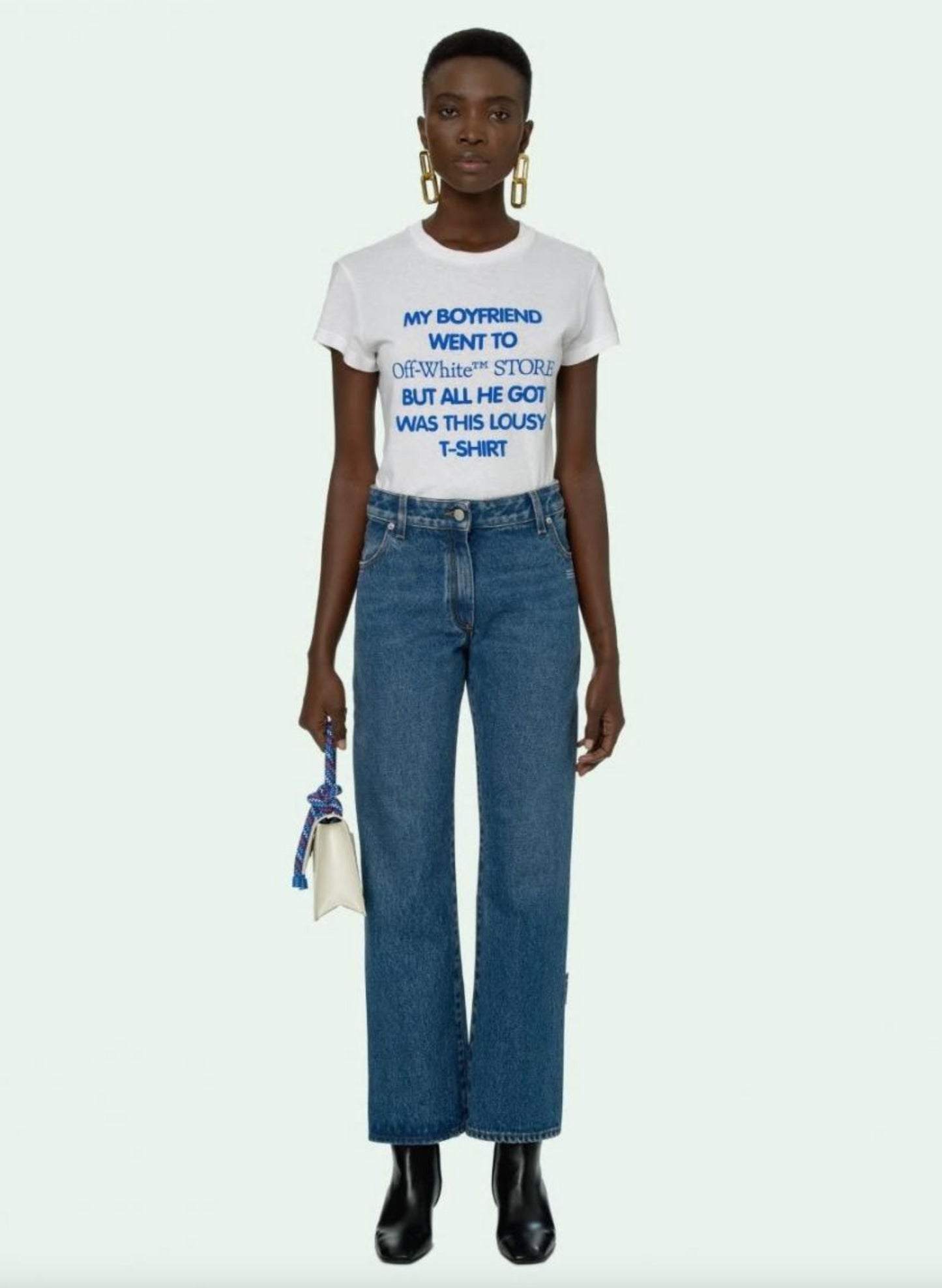 Off-White Blue Cotton Women's Jeans