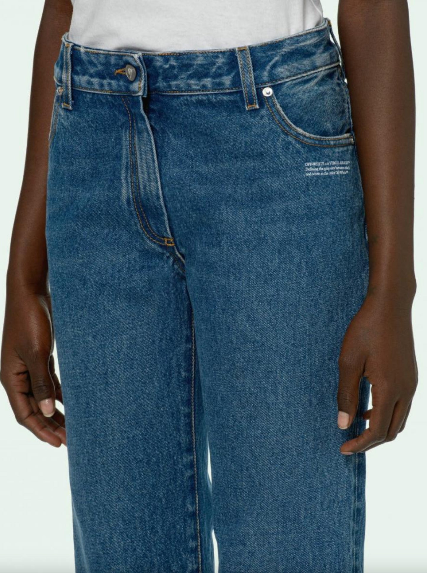 Off-White Blue Cotton Women's Jeans