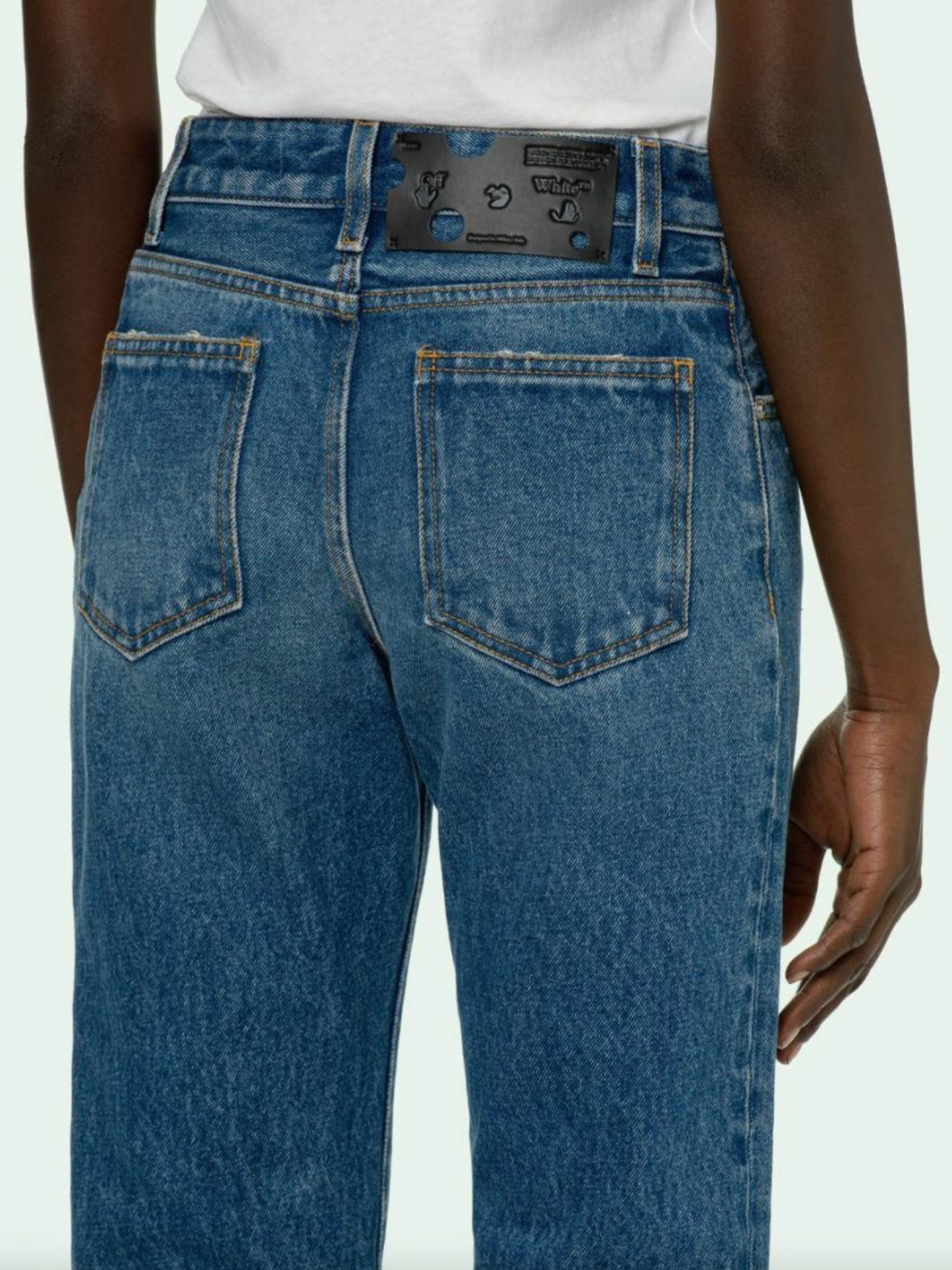 Off-White Blue Cotton Women's Jeans