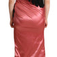 Dolce & Gabbana Elegant Pink Maxi Dress with Black Tassel Accent