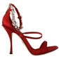 Dolce & Gabbana Crystal-Embellished Red Heeled Sandals