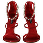 Dolce & Gabbana Crystal-Embellished Red Heeled Sandals