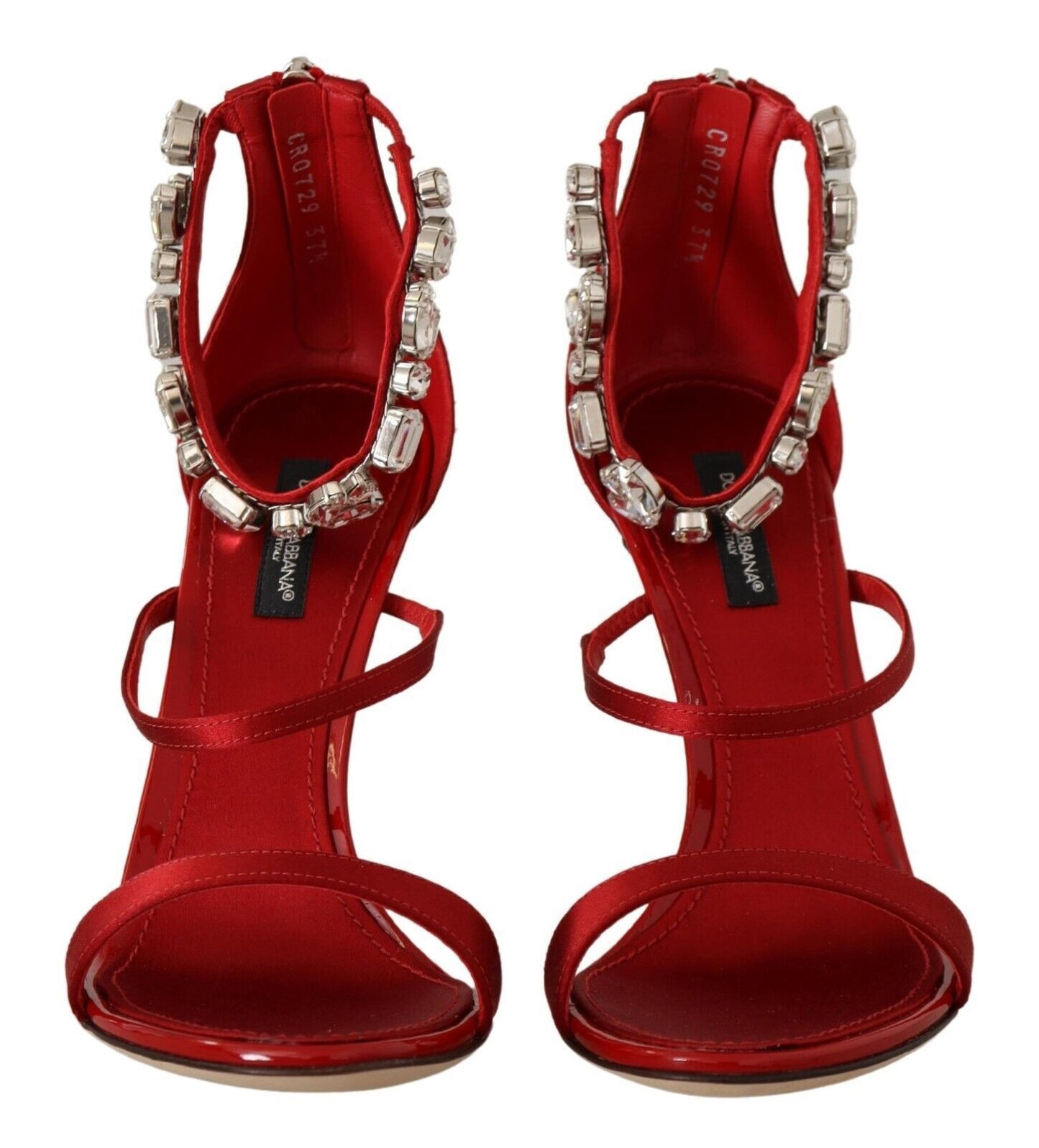 Dolce & Gabbana Crystal-Embellished Red Heeled Sandals