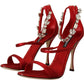 Dolce & Gabbana Crystal-Embellished Red Heeled Sandals