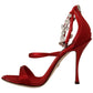 Dolce & Gabbana Crystal-Embellished Red Heeled Sandals