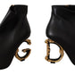 Dolce & Gabbana Elegant Black Leather Ankle Boots with Gold Detailing