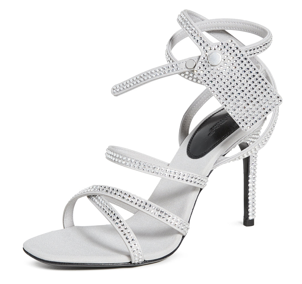 Off-White Gray Calfskin Women Sandal