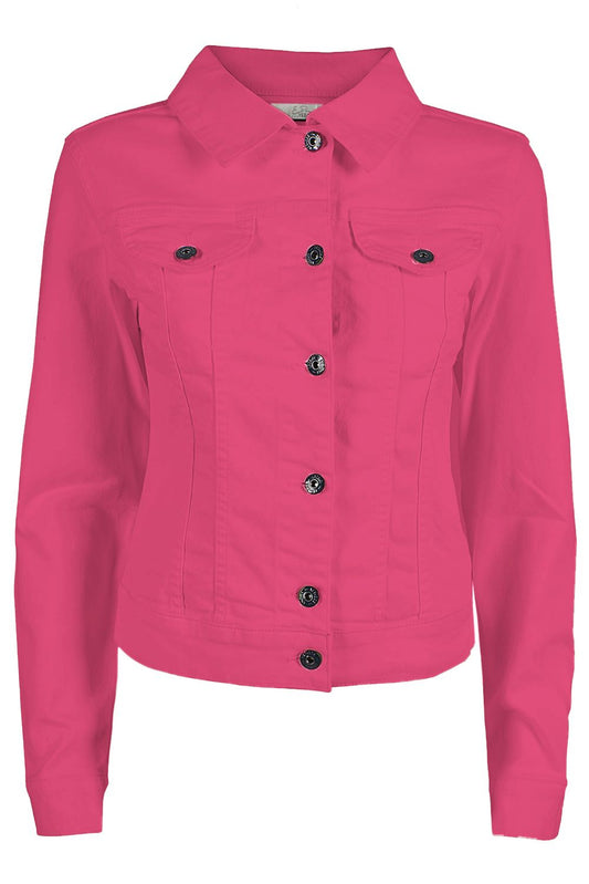 Yes Zee Chic Pink Denim Jacket with Button Closure