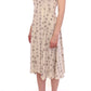 Andrea Incontri Elegant White Wool Shift Dress with Gray Print