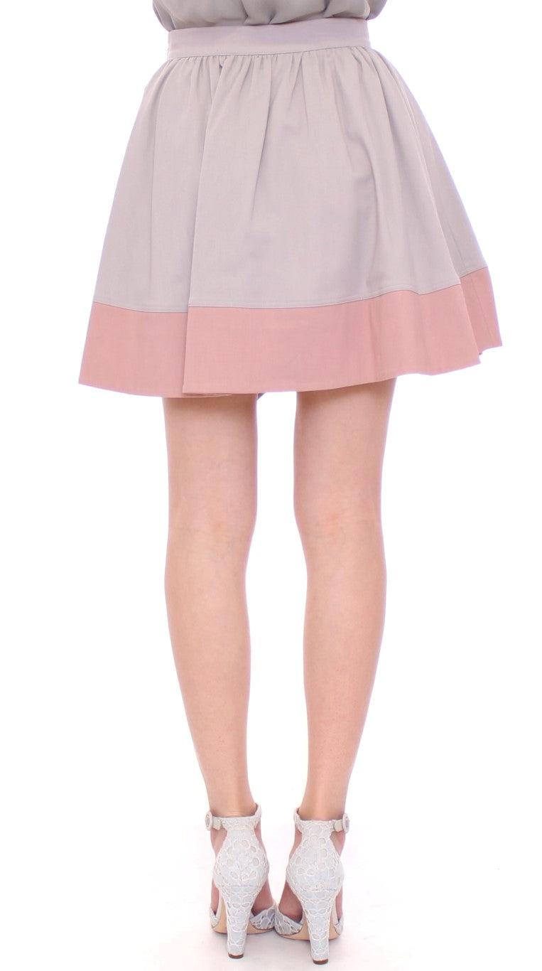 Comeforbreakfast Sleek Pleated Mini Skirt in Pink and Gray