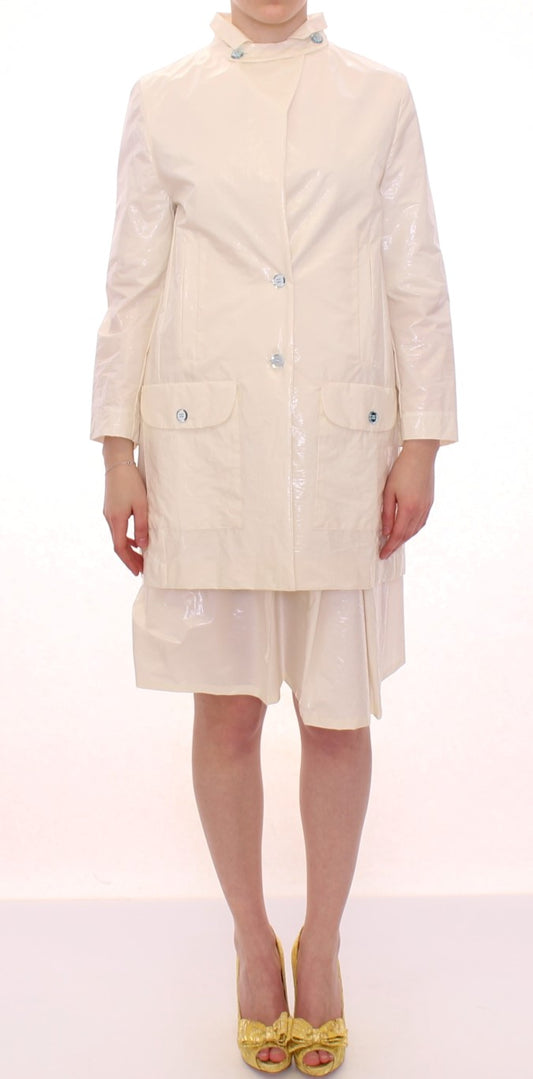 Licia Florio Elegant White Button Front Jacket Coat