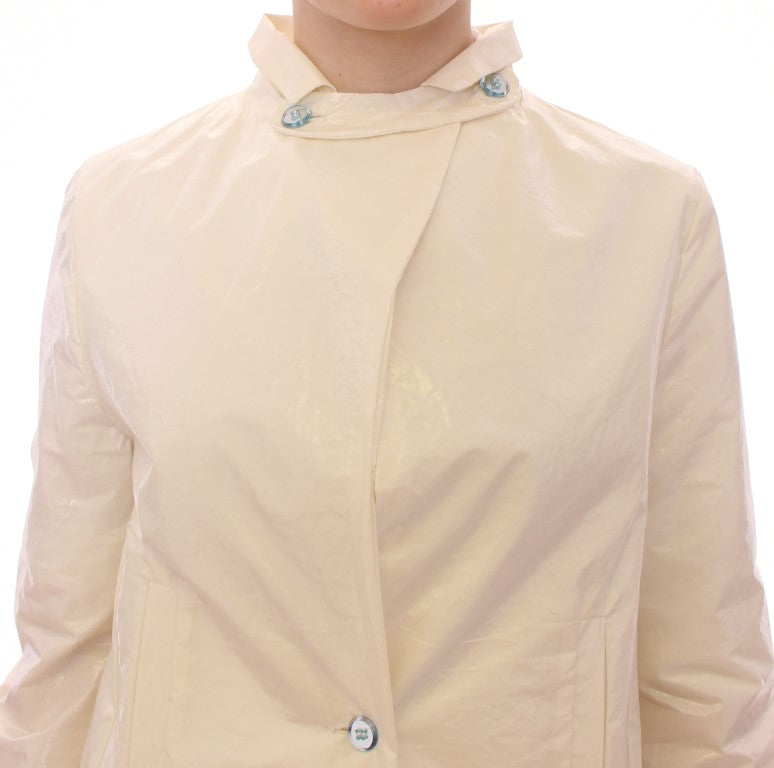 Licia Florio Elegant White Button Front Jacket Coat