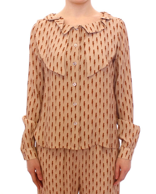 Licia Florio Chic Pink Button-Up Long Sleeve Blouse