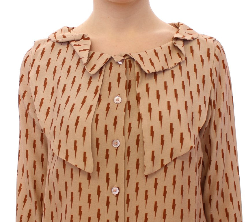 Licia Florio Chic Pink Button-Up Long Sleeve Blouse