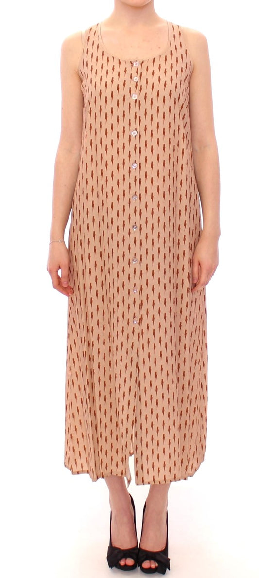 Licia Florio Elegant Pink Full-Length Dress with Chic Detailing