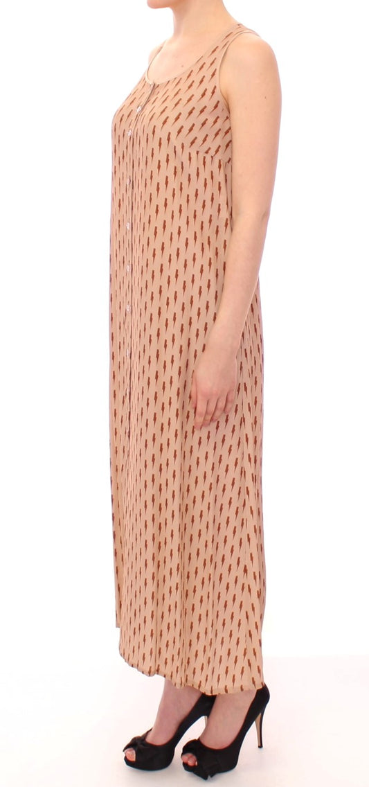 Licia Florio Elegant Pink Full-Length Dress with Chic Detailing