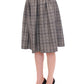 NOEMI ALEMÁN Elegant Gray Checkered Wool Shorts Skirt