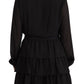 Liu Jo Elegant Black A-Line Mini Dress with Long Sleeves