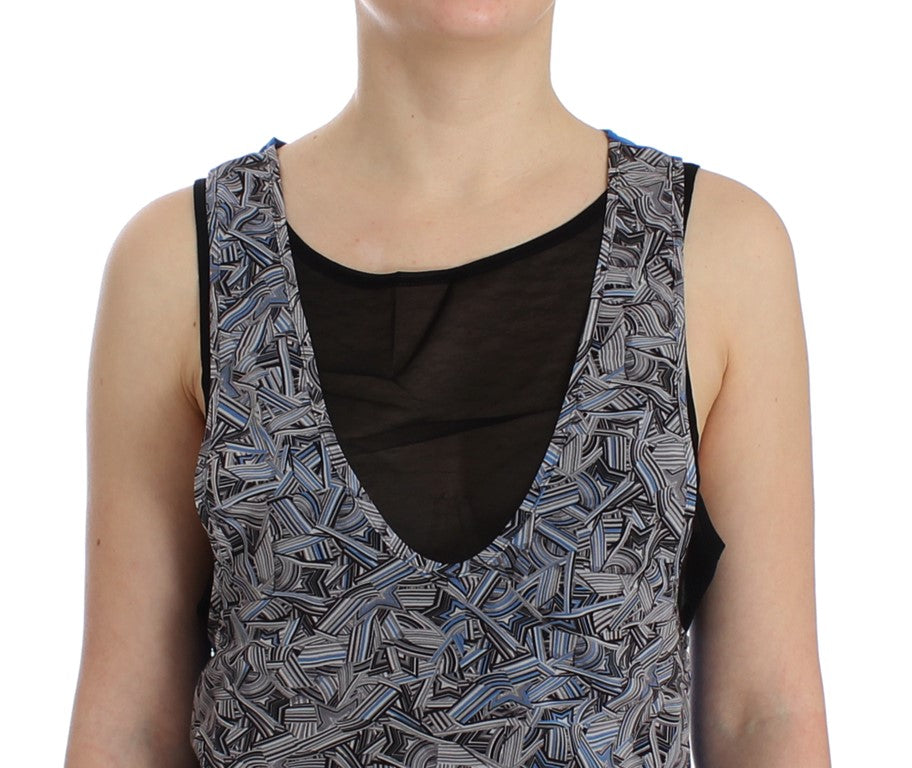 Costume National Elegant Sleeveless Top in Black and Blue