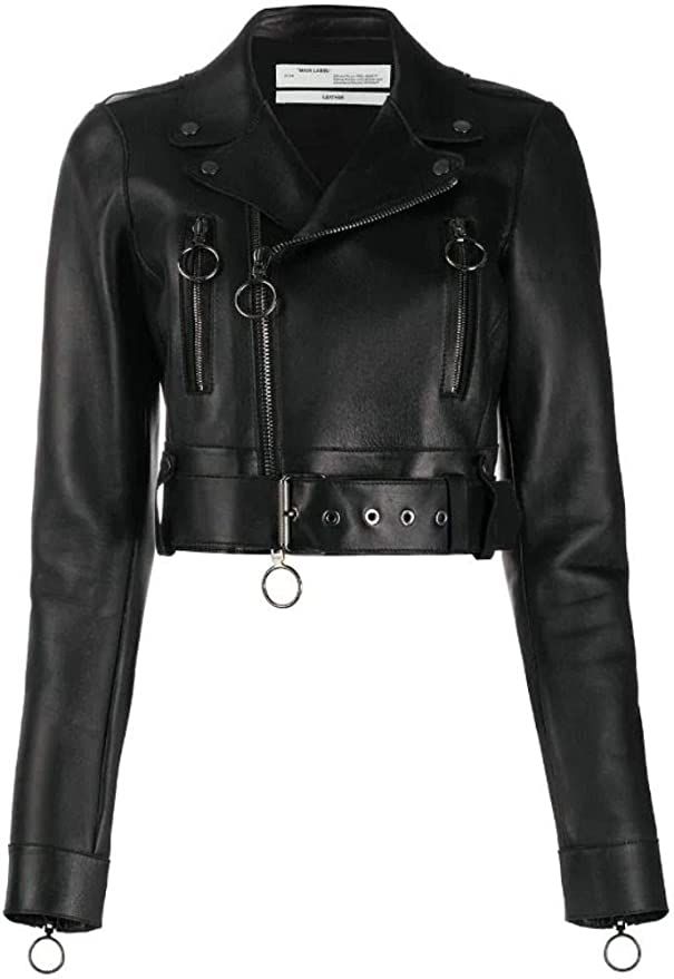 Off-White Black Leather Women Jacket