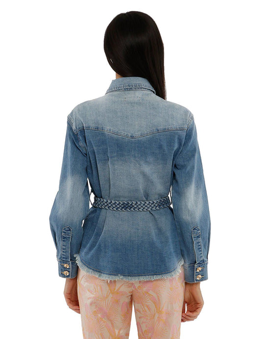 Yes Zee Blue Cotton Women Jacket