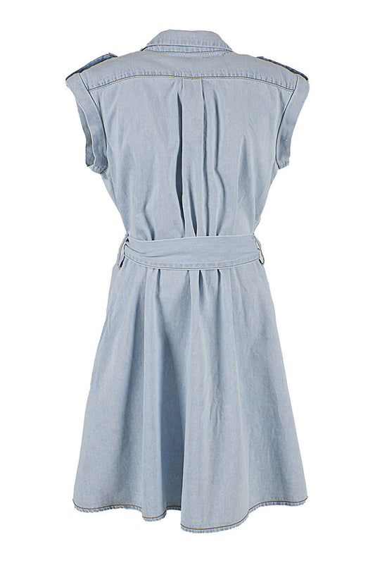 Yes Zee Light Blue Cotton Women Dress