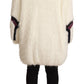 Custo Barcelona Elegant White Fur Overcoat Jacket