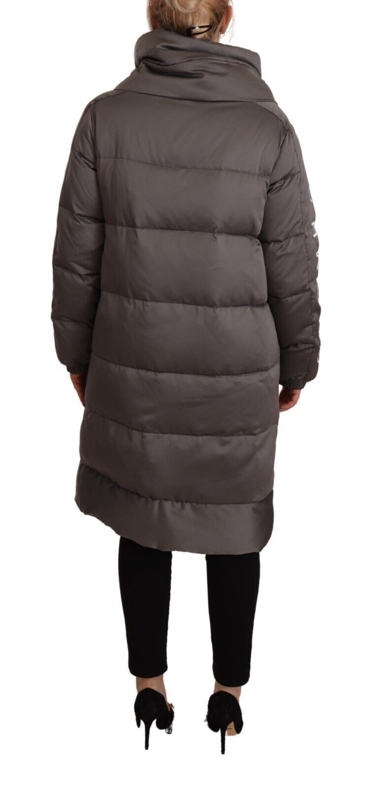 John Richmond Elegant Gray Quilted Long Jacket